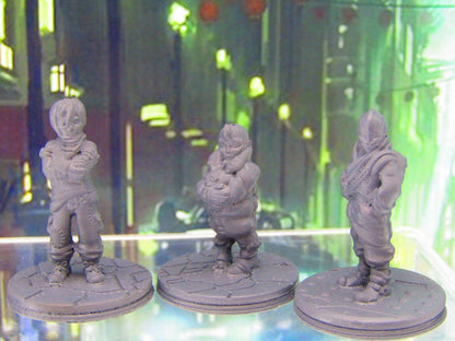 Lot of 3 Space City Slum Kids Children Mini Miniature Figure 3D Printed Model