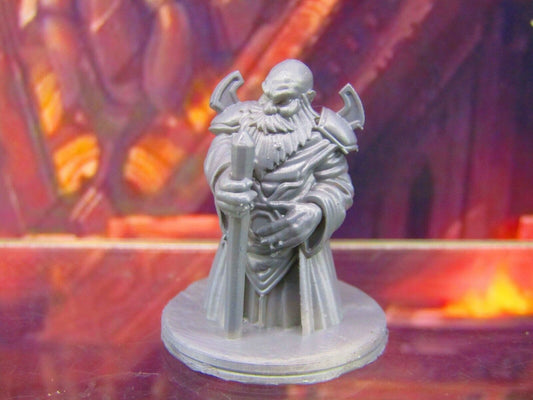 Gray Dwarf Cleric Nobleman w/ Staff Mini Miniature Figure 3D Printed Model 28/32