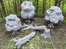 Forest Lot 3 Trees Downed Tree and Log Scenery Terrain 3D Printed Model 28/32mm