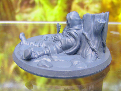Dead Adventurer Traveler w/ Arrow in Gut Miniature Figure 3D Printed Model