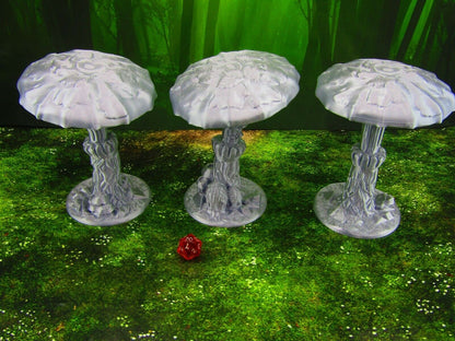 3pc Large Mushroom Trees Forest Set Scatter Terrain Scenery Mini Miniature Model