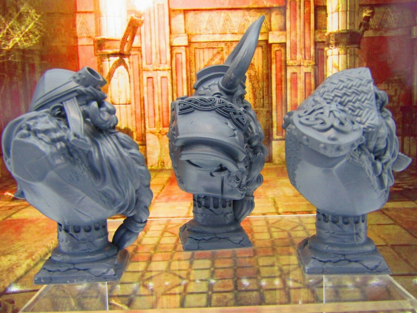 Lot of 3 Dwarven Busts Statue Bust Statue Resin 3D Printed Model RPG Fantasy DnD