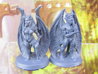 Incubus and Succubus Demon Pair Mini Miniatures 3D Printed Resin Model Figure