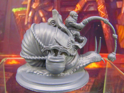 Snail Mount With Deep Gnome Rider Mini Miniature Figure 3D Printed Model 28/32mm