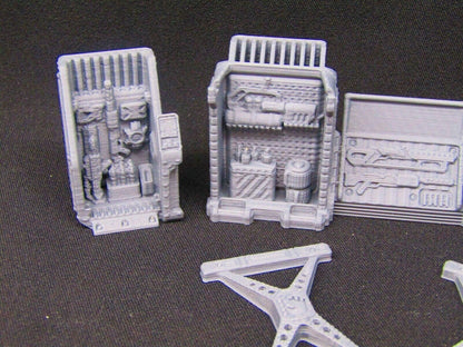 6pc Weapons Arms Racks Armory Miniatures 3D Printed Model 28/32mm Scale Sci Fi