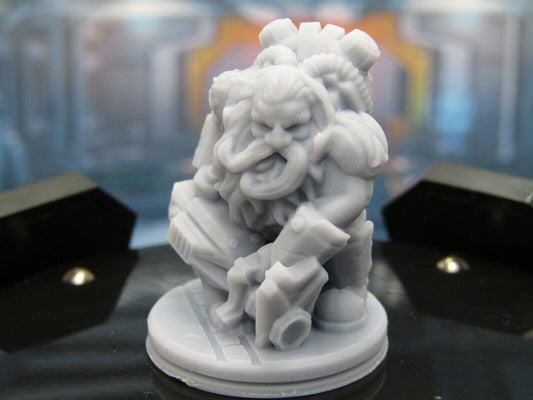 Dwarven Heavy Gunner Space Mercenary Merc Mini Miniature Terrain 3D Printed