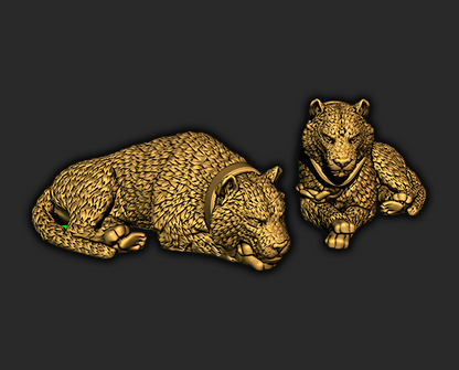 Pair of Captive Pet Sultan's Tigers Mini Miniature Figure 28-32MM Resin Printed