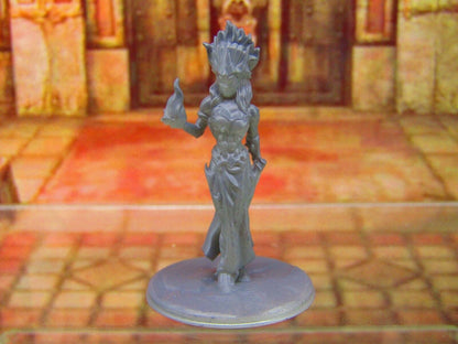 Dark Elf Priestess w/ Headpiece Mini Miniature Figure 3D Printed Model 28/32mm