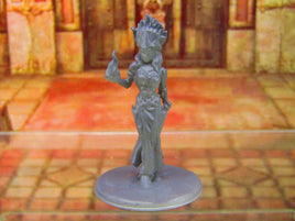 Dark Elf Priestess w/ Headpiece Mini Miniature Figure 3D Printed Model 28/32mm