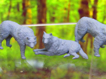4pc Wolfpack / Wild Dogs Mongrels Set Mini Miniature 3D Printed Figure Model