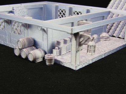 Furnished Bar Tavern Building w/ Patrons Scatter Terrain Scenery 3D Printed Mini