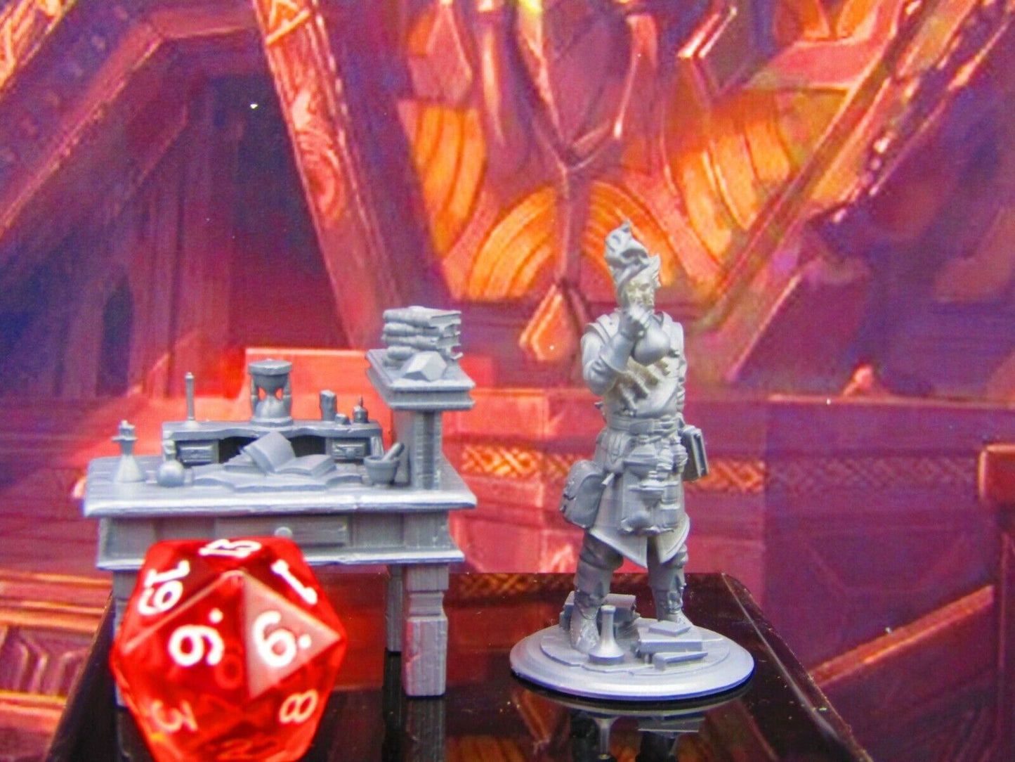 Male Alchemist Mad Scientist & Workshop Desk Mini Miniature Model Character