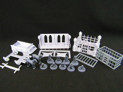 Slave Auction Block w/ Wagon & Prison Cell Scatter Terrain Scenery 3D Printed