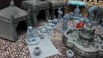 39 Piece Large Street Market Bazaar Set Scatter Terrain Tabletop Gaming Scenery