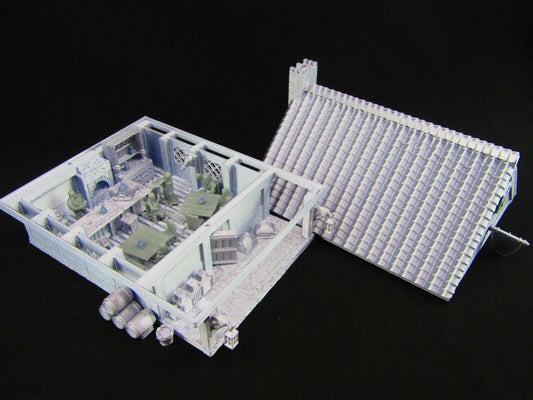 Furnished Bar Tavern Building w/ Patrons Scatter Terrain Scenery 3D Printed Mini