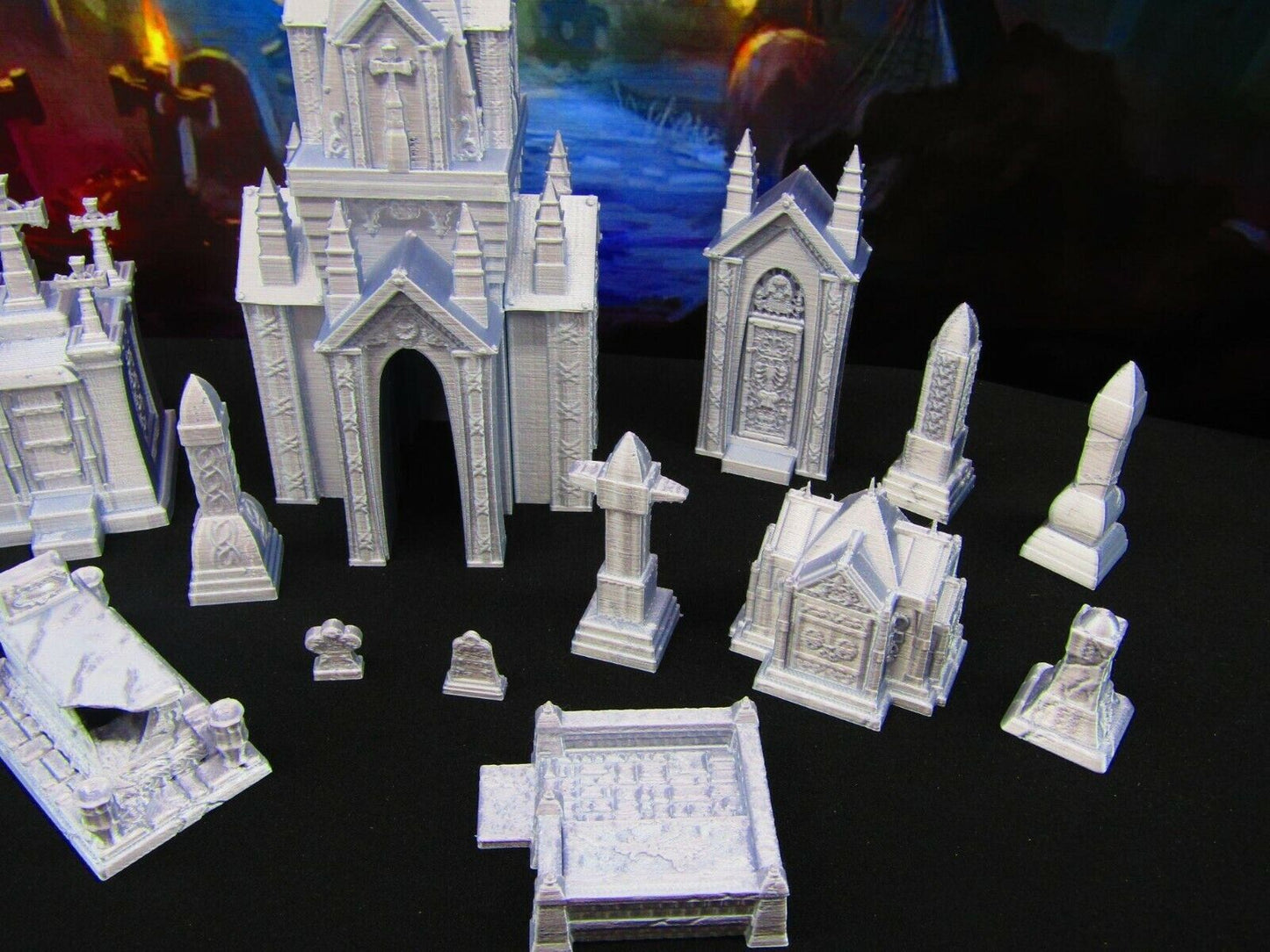 23pc Tombs, Gravestones, & Mausoleums Graveyard Collection Grave Set 3D Print