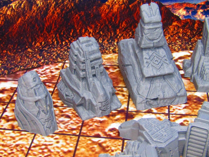 8 pc Ancient Runic Artifact Ruins Miniature Scatter Terrain Scenery 3D Printed
