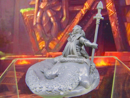 Lizard Mounted Warrior w/ Spear Mini Miniature Figure 3D Printed Model 28/32mm