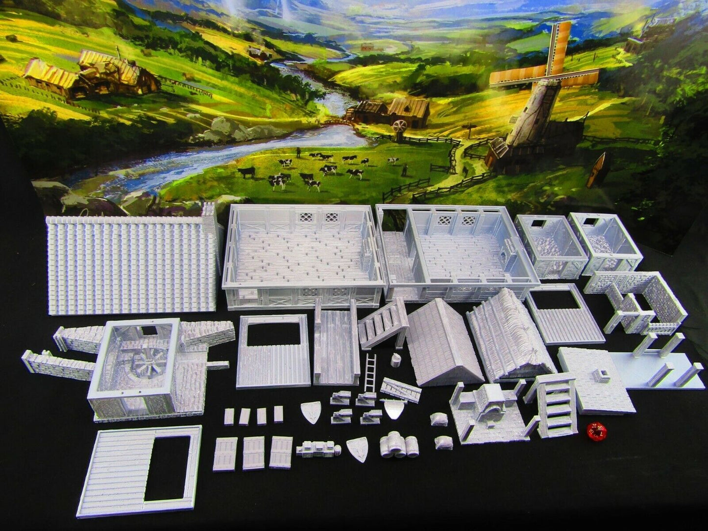 Large Village Center Mill, Stable, Blacksmith, Shops, Tavern & Inn Scatter