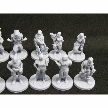 Sci Fi Mini Set 2 - 18 pc Humans, Dwarves, & Humanoids Miniatures Set 3D Printed