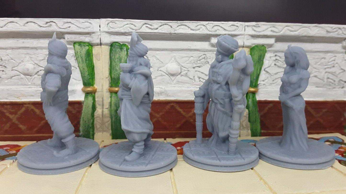 Arabian King, Chancellor, Prince & Princess Mini Figure 28-32MM Resin 3D Printed