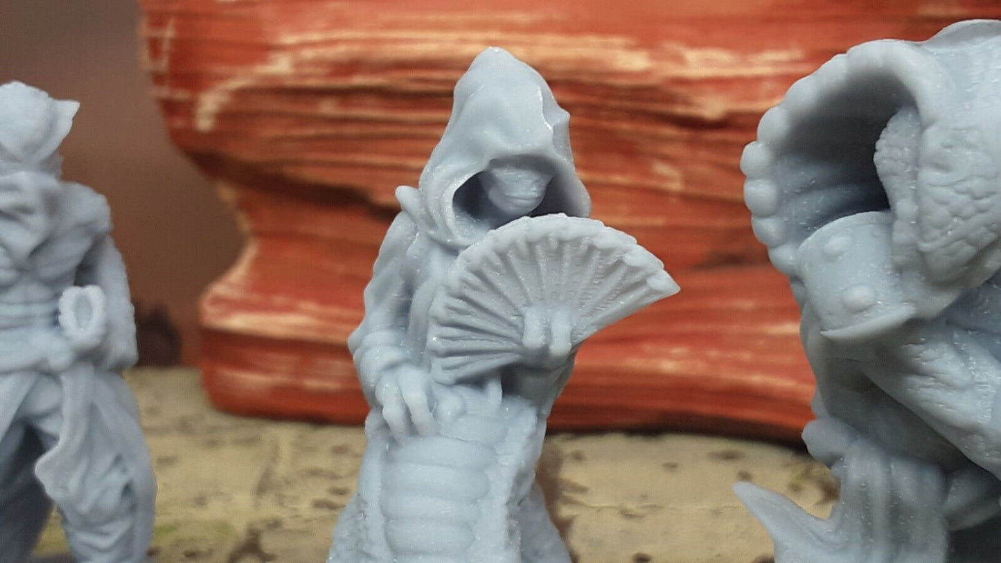 Lot of 4 Snakefolk Lizard People Mini Miniature Figure D&D 3D Printed Resin