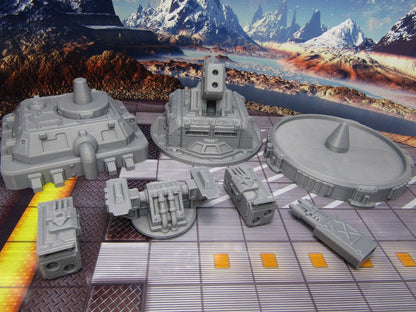 Large Gun & Missile Turrets Scatter Terrain Scenery Miniature 3D Printed Model