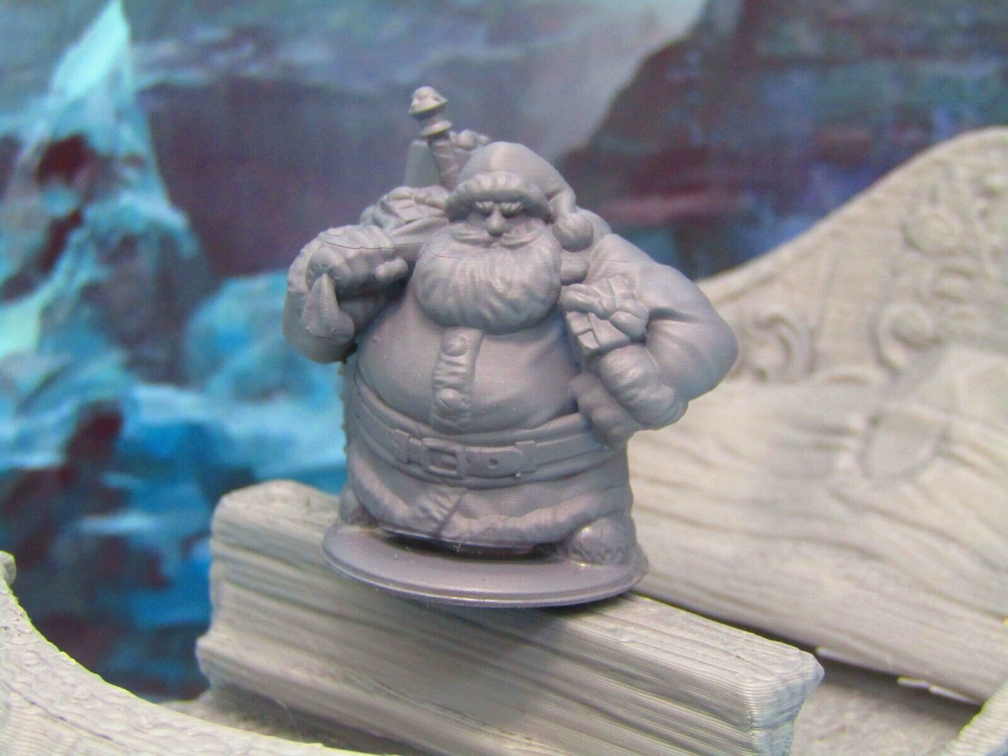 Dwarven Santa Mini & Sleigh w/ Reindeer 28mm Scatter Terrain Scenery Decoration