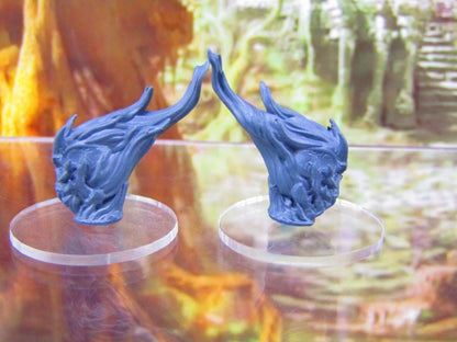 Pair of Flaming Demon Skulls Mini Miniatures 3D Printed Resin Model Figure