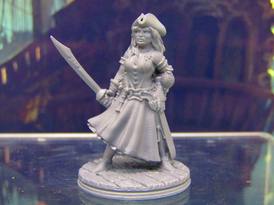 Human Pirate Female Captain Mini Miniature Figure 3D Printed Model 28/32mm Scale