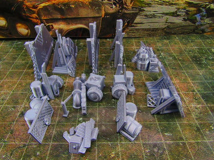 12pc Junk Barricades & Rubble Settlement Set Scatter Terrain Scenery Wasteland