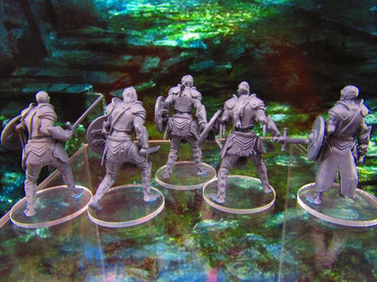 5pc Undead Zombie Soldiers Fighters Warriors Mini Miniatures 3D Printed Model