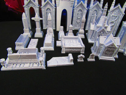 23pc Tombs, Gravestones, & Mausoleums Graveyard Collection Grave Set 3D Print