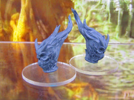 Pair of Flaming Demon Skulls Mini Miniatures 3D Printed Resin Model Figure