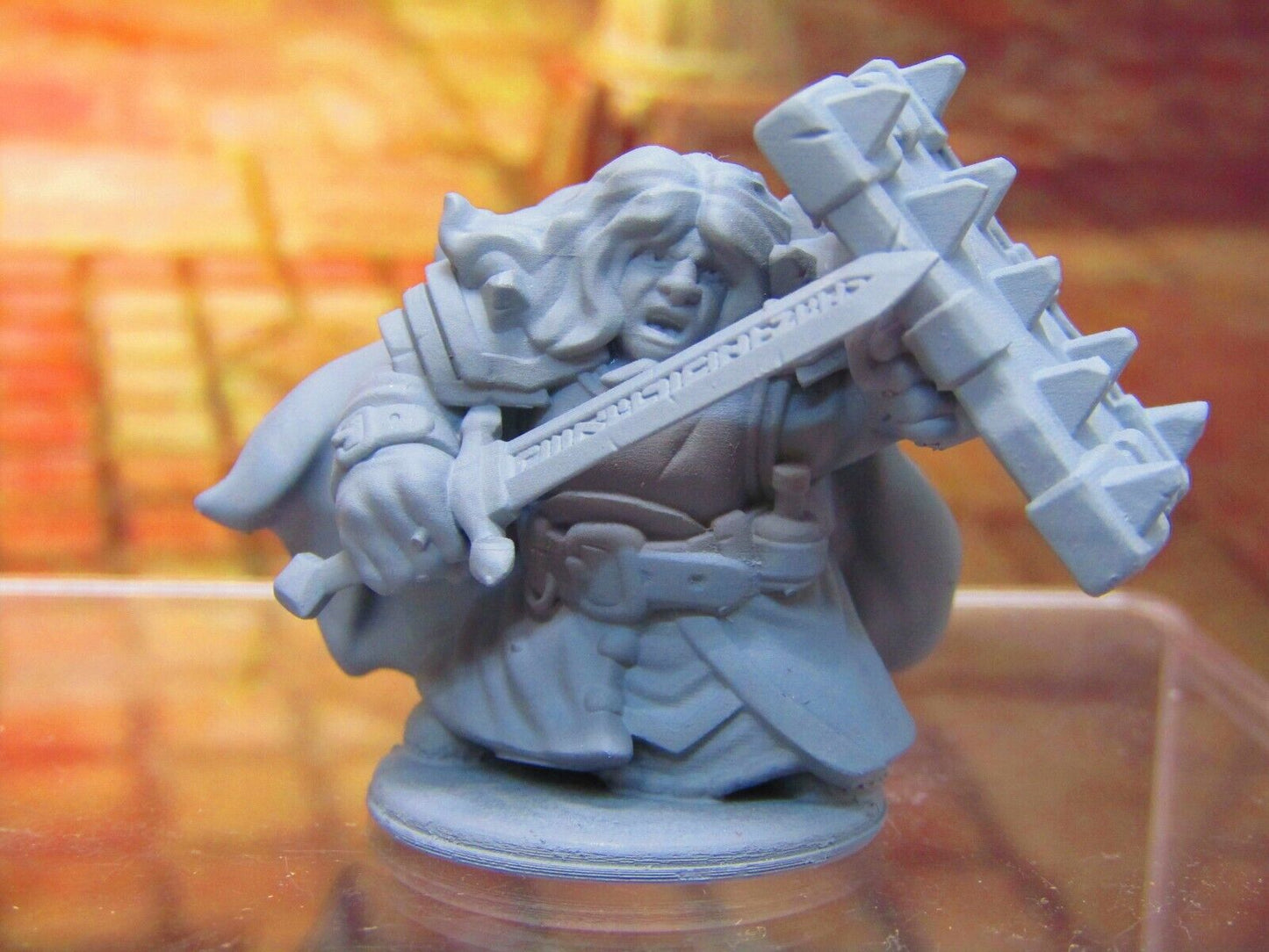 Dwarven Female Paladin Warrior Mini Miniature Dwarf 3D Printed Model 28/32mm