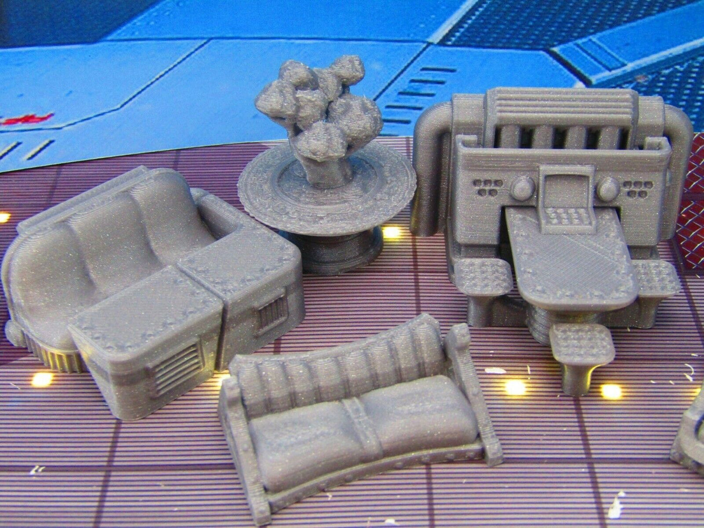 7pc Lobby Lounge Waiting Room Furniture Set Scenery Scatter Terrain 3D Printed