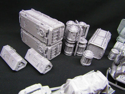 41pc Shipping Docks Cargo Set W/ Vehicles & Crane Scenery Scatter Terrain Rpg