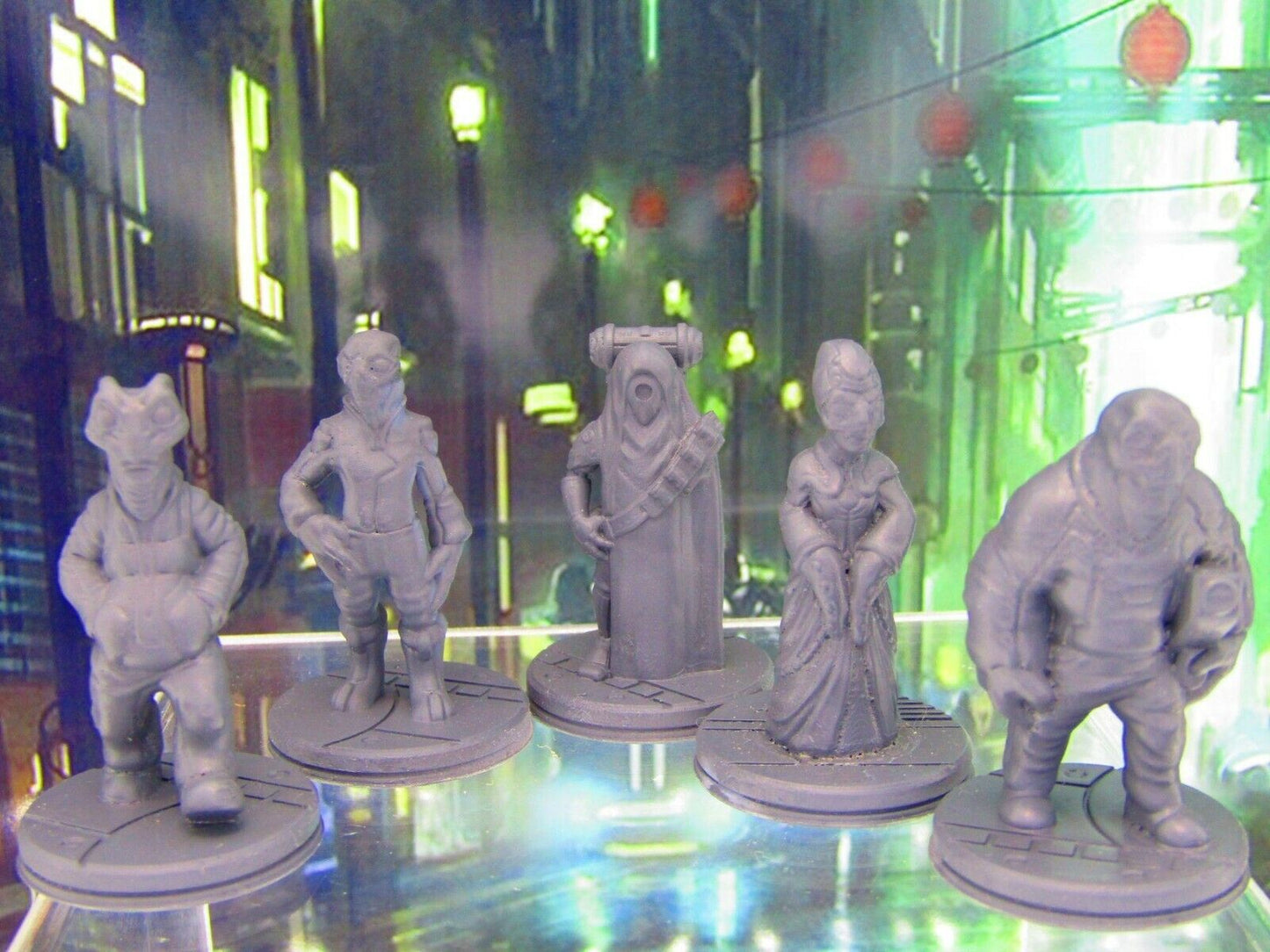 Lot of 5 Alien Civilans Commoners NPCs Mini Miniature Figure 3D Printed Model