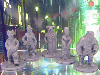 Lot of 5 Alien Civilans Commoners NPCs Mini Miniature Figure 3D Printed Model