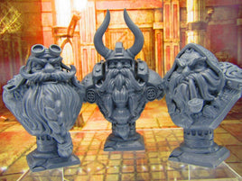 Lot of 3 Dwarven Busts Statue Bust Statue Resin 3D Printed Model RPG Fantasy DnD
