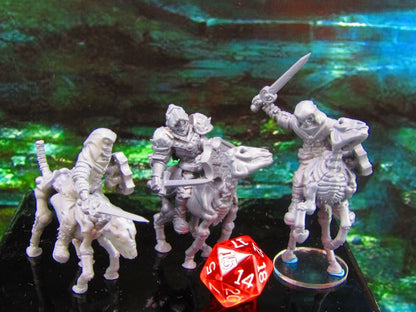 3pc Mounted Skeleton Horse Rider Cavalry Set Mini Miniature Model Character