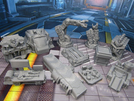11 Piece Droid Manufacturing Factory Scatter Terrain Scenery 3D Printed Model