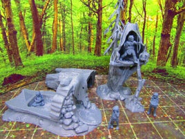 Prehistoric Tribal Family & Home Scatter Terrain Scenery 3D Print