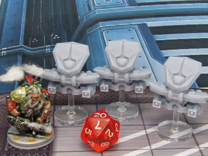 Lot of 3 Attack Drones w/ Flight Stands Mini Miniature 3D Printed Figure Model