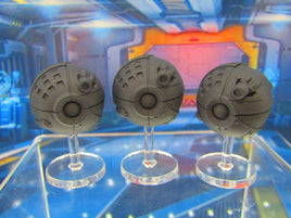 3 Sphere Robot Drones w/ Flight Stands Mini Miniature 3D Printed Figure Model