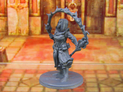 Dark Elf Sorceress Wizard w/ Wand Mini Miniature Figure 3D Printed Model 28/32mm