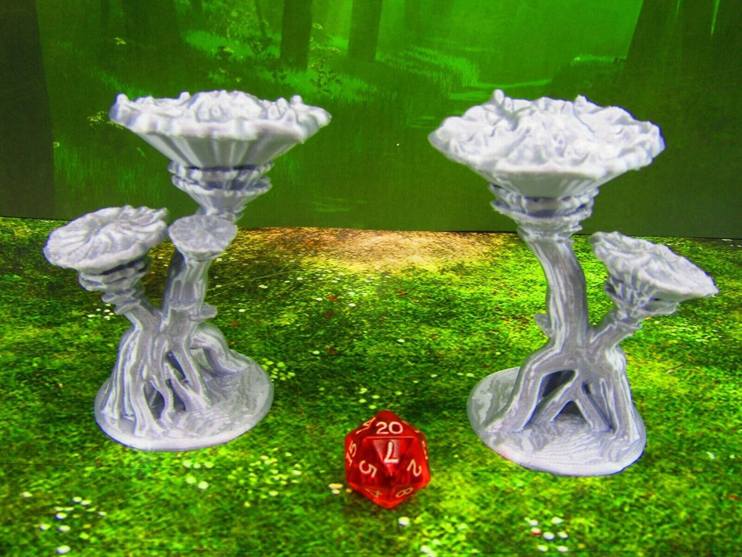 2 Pc Small Mushroom Trees Forest Set Scatter Terrain Scenery Mini Miniature