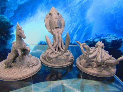 3pc Sea Creature Monster Set Mini Miniature 3D Printed Figure Model 28/32mm