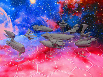 11pc The Sylwarin Military Space War Gaming Set w/ Flight Stands & Rods
