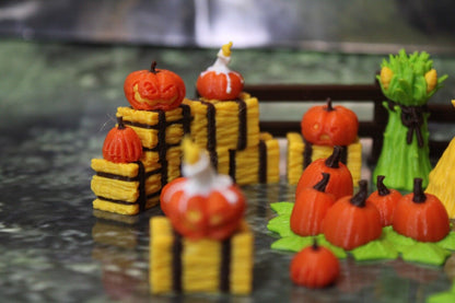 29pc Color Fall Jack o Lantern Pumpkin Farm Halloween Mini Miniature Terrain D&D